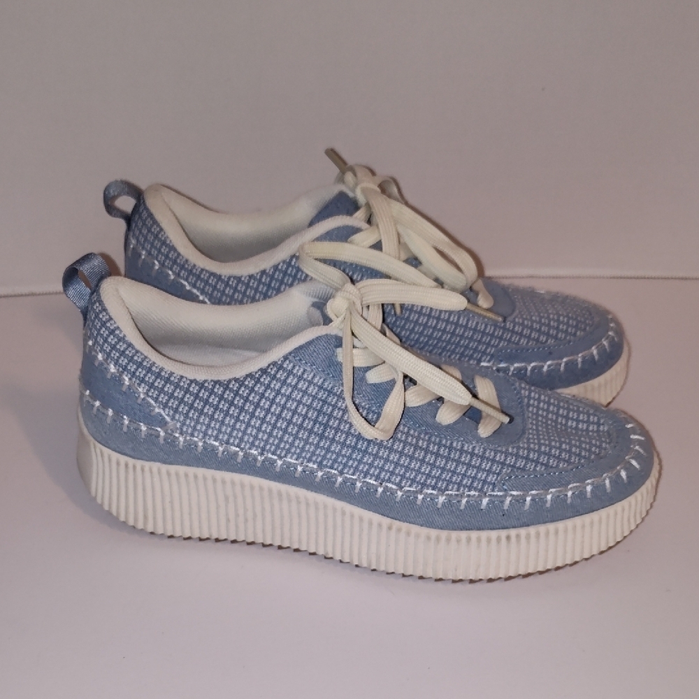 Nicole Miller New York Woven CROCHET Patchwork Platform Sneakers Size 8